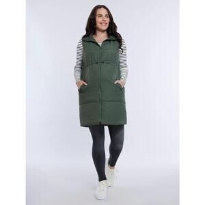Motherhood Maternity Olive Green Long Lightweight Puffer Vest Small